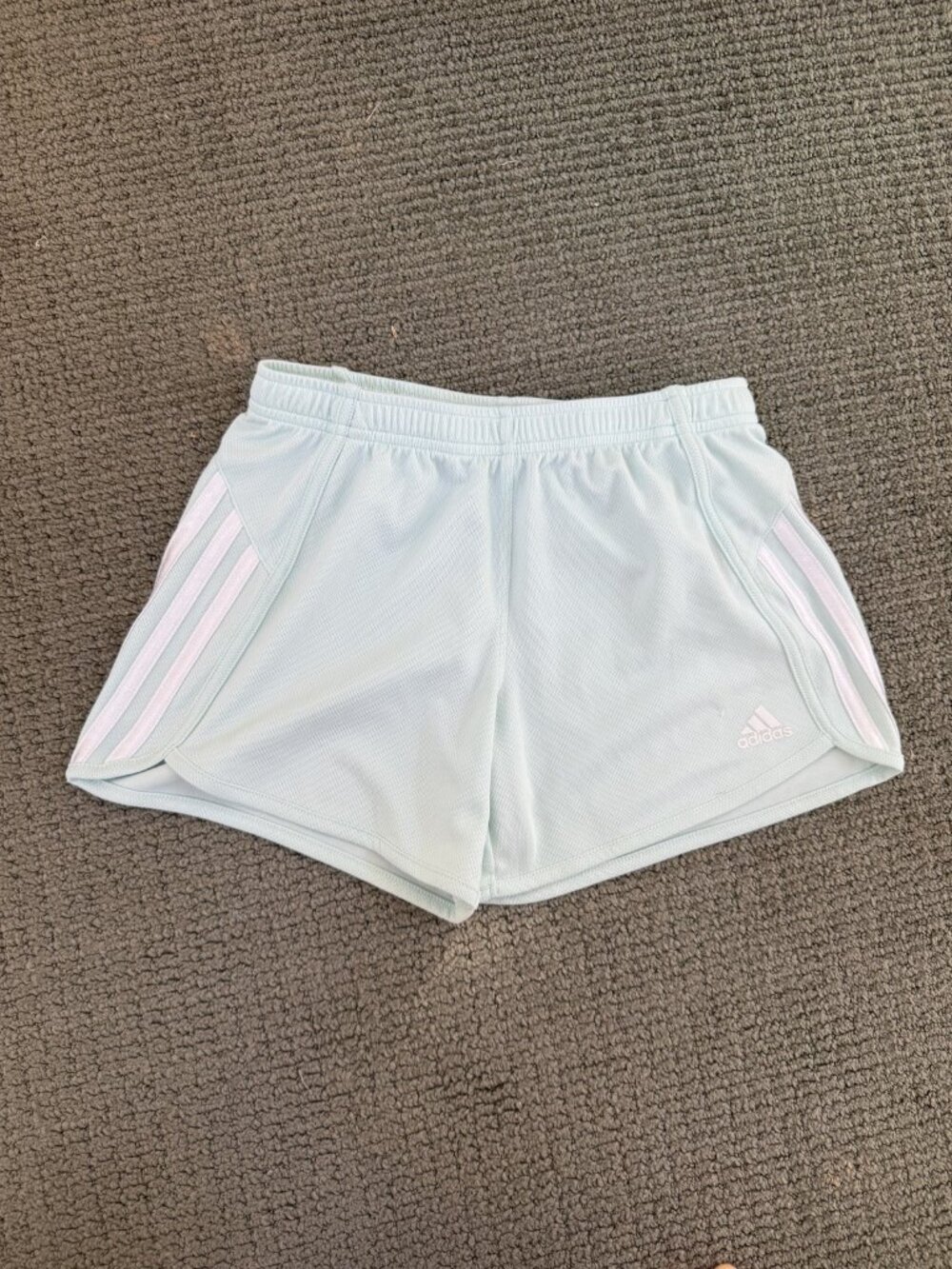 adidas 3-Stripes Shorts S Mint Aqua White Y2K Athletic Running Gym Pastel - Picture 4 of 5